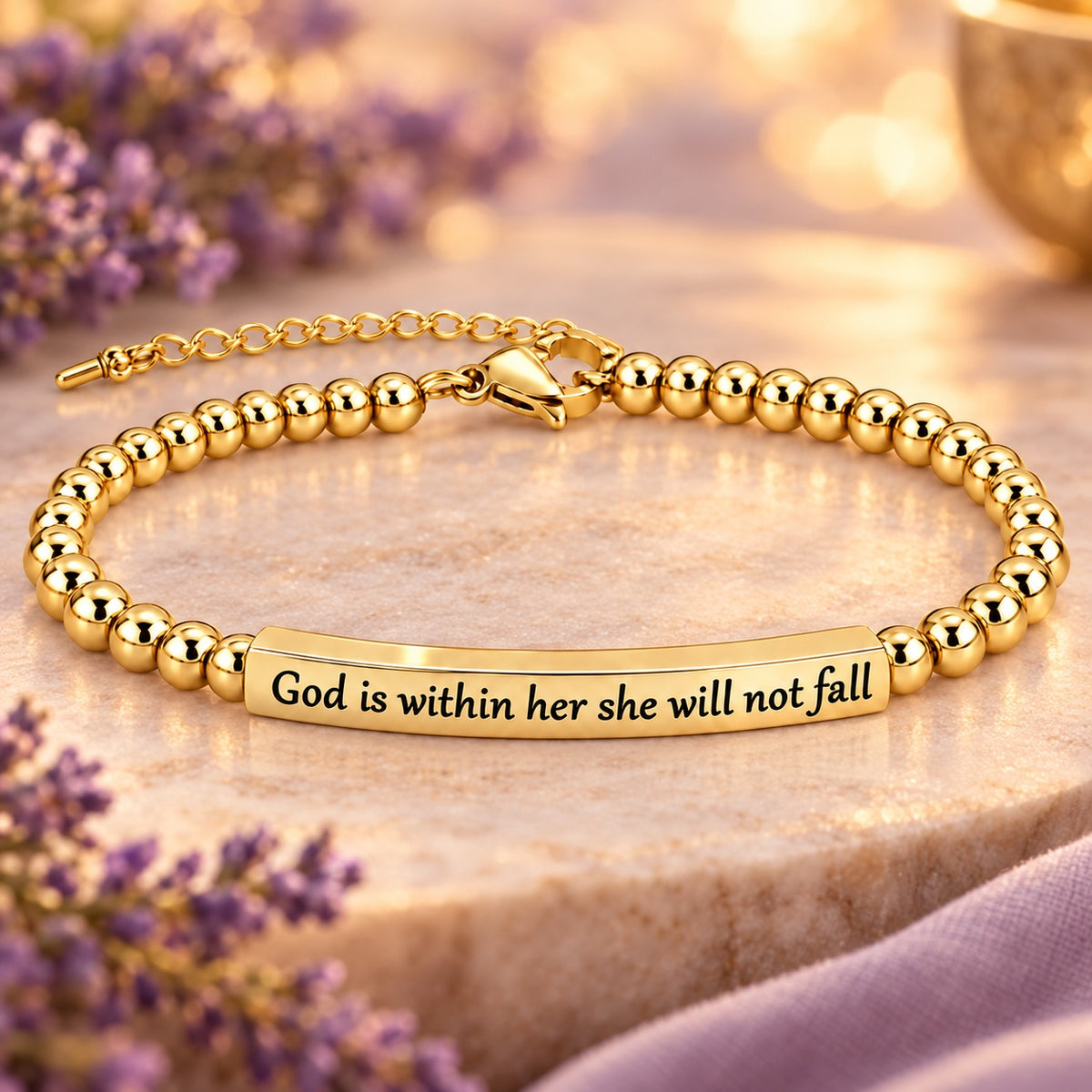 God Is Within Her Slim Bracelet