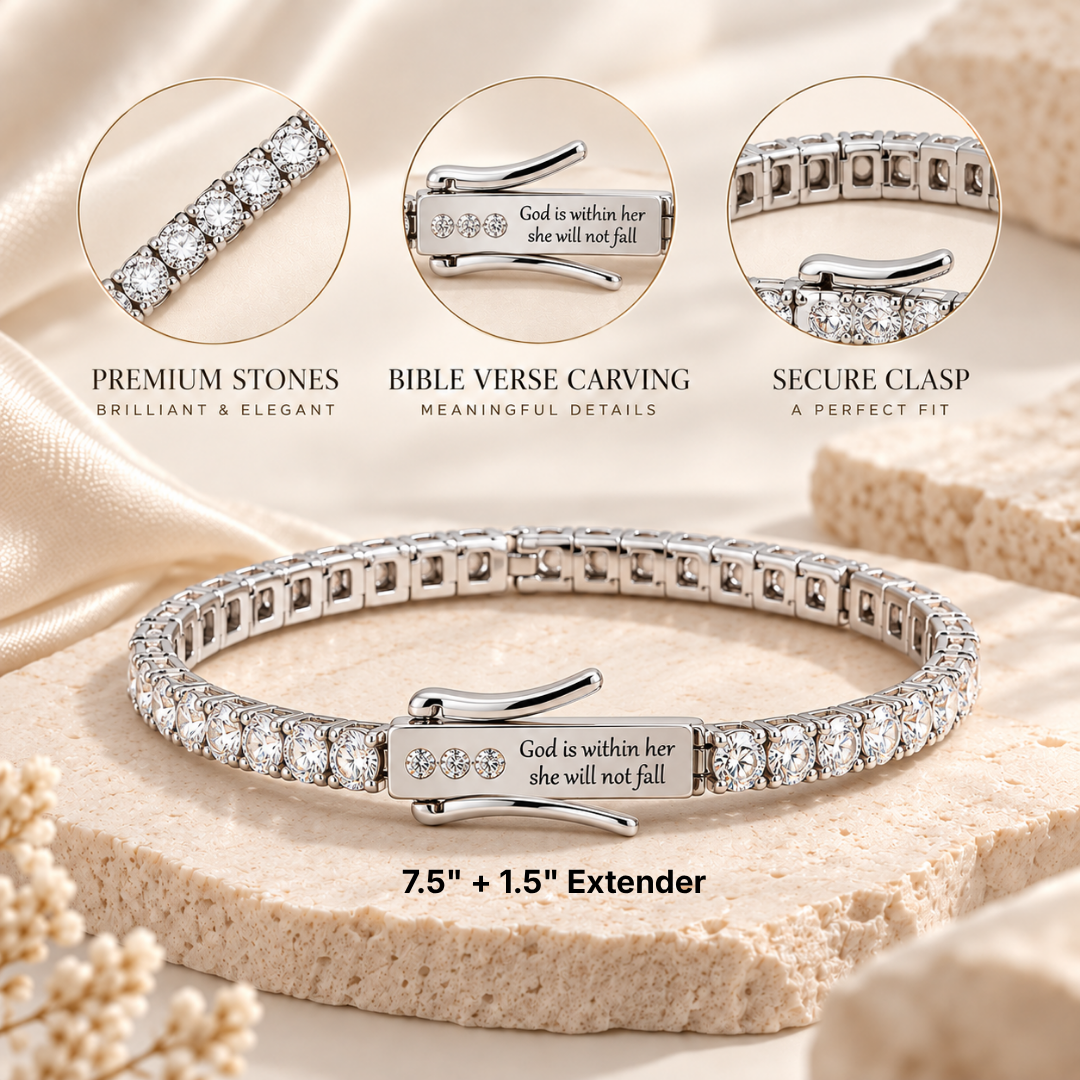God is Within Her Crystal Tennis Bracelet