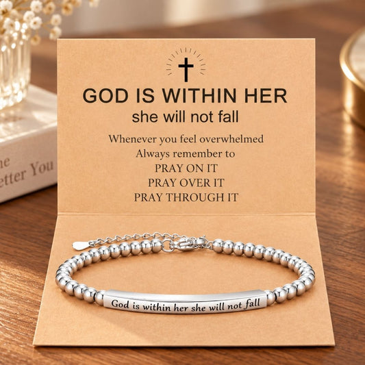 God Is Within Her Slim Bracelet