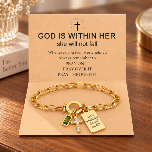God is Within Her Gold Charm Bracelet