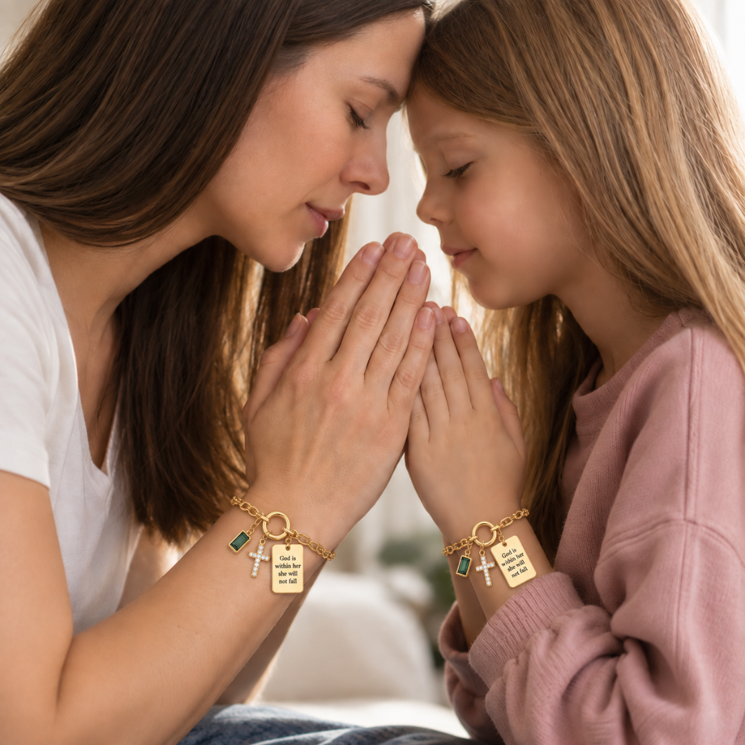 God is Within Her Gold Charm Bracelet