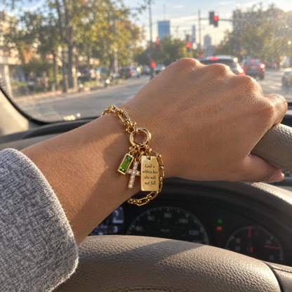 God is Within Her Gold Charm Bracelet