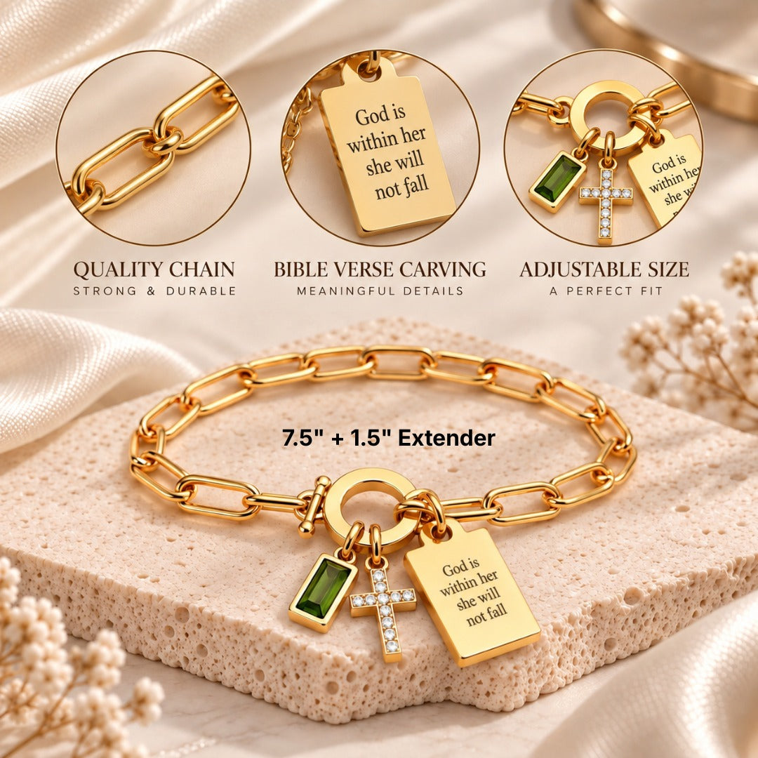 God is Within Her Gold Charm Bracelet
